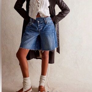 Free People Light Blue Denim Bermuda Shorts
